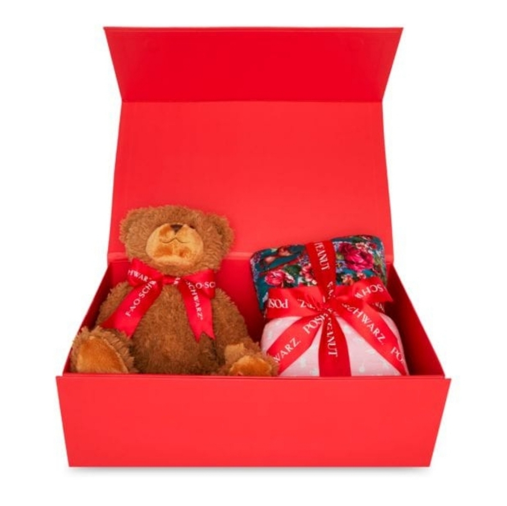 Baby's FAO x Posh Peanut Floral Luxe Ruffled Patoo™ & Teddy Bear Gift Box Set